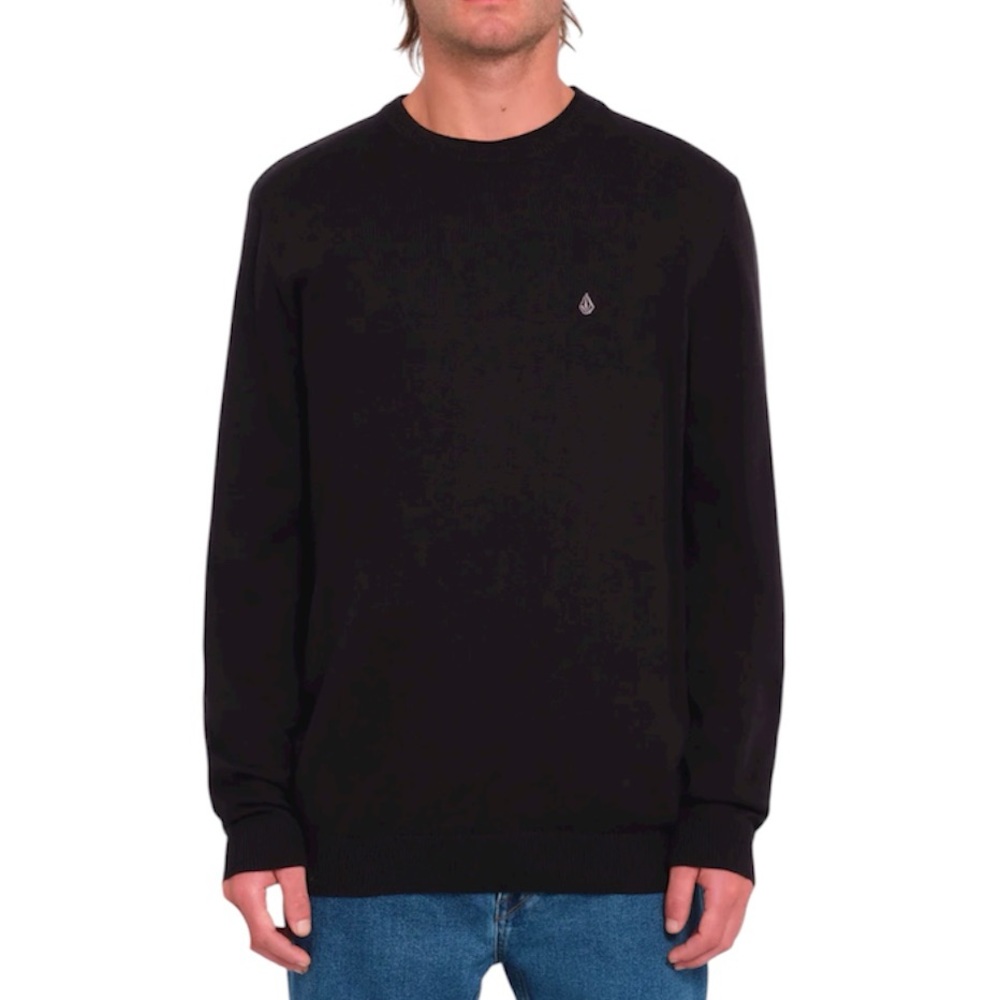 Volcom A0731900 Men's Cotton Blend Uperstand black Crew Neck Preppy Sweater XL